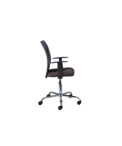 Poltroncina ufficio nera con braccioli e ruote, 55x54,5x85-95 cm